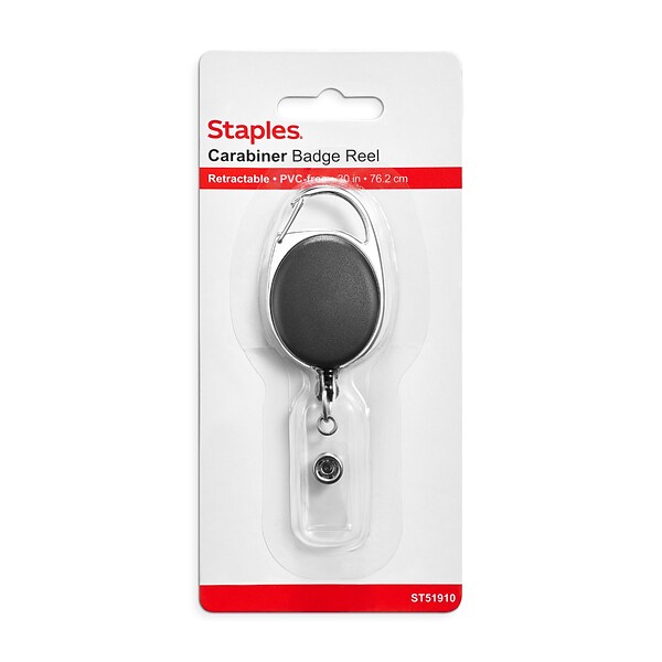 Staples Clip On Badge Reel, Black (51910)