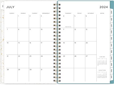 2024-2025 Blue Sky Splatter Dot Jade 5" x 8" Academic Weekly & Monthly Planner, Plastic Cover, Mint/Gold (149044-A25)
