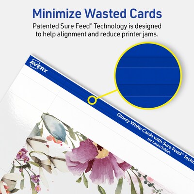 Avery Integrated Cards, 4" x 6", Glossy White, 50/Pack (95344)