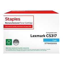 Staples Remanufactured Cyan Standard Yield Toner Cartridge Replacement for Lexmark (TR71B0020DS/ST71