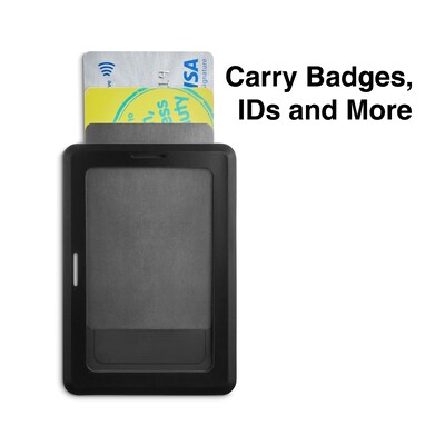 Staples Clip On ID Badge Holder, 4" x 2.87", Rubber, Black (51917)