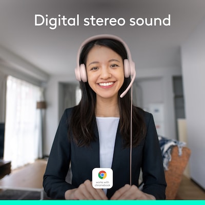 Logitech H390 USB-A Stereo Phone & Computer Headset, Rose (981-001280)