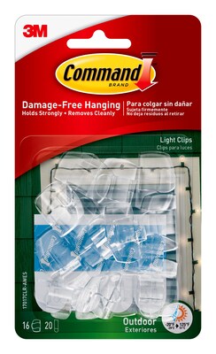 Command™ Outdoor Light Clips, Clear, 16 Clips (17017CLR-AWES)