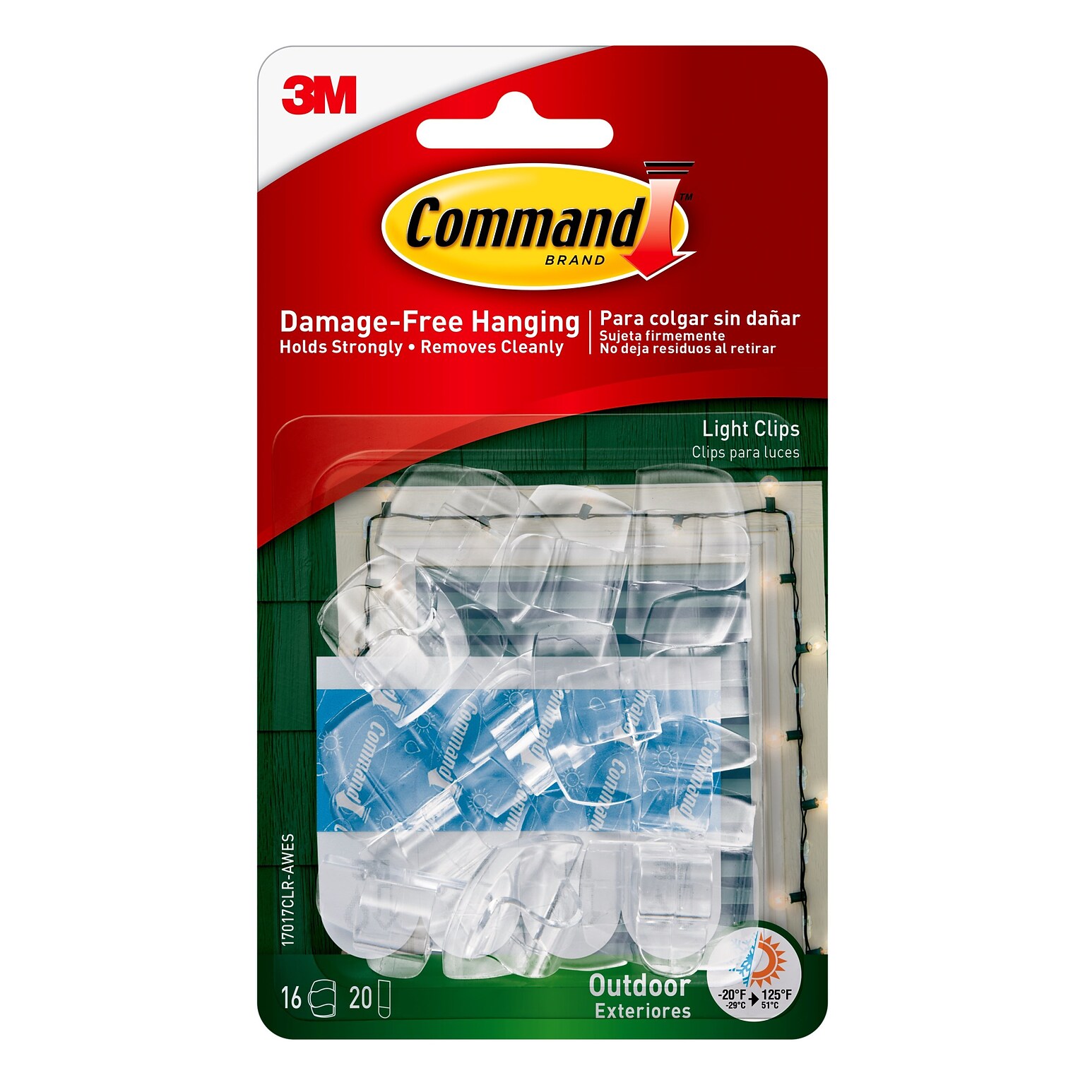 Command™ Outdoor Light Clips, Clear, 16 Clips (17017CLR-AWES)