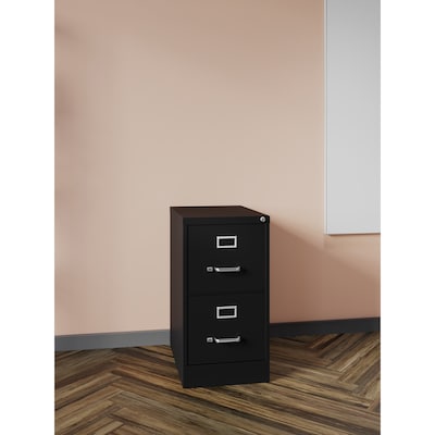 Alera Two-Drawer Economy Vertical File, Letter-Size File Drawers, 15" x 26.5" x 28.37", Black (ALEHVF152629BL)