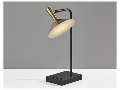 Adesso Lucas LED Desk Lamp, 21.75", Black/Antique Brass (4262-01)