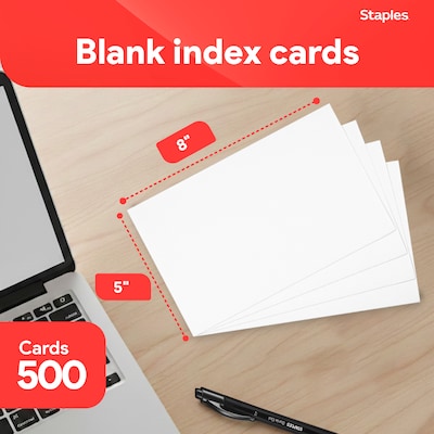 Staples 5 x 8 Index Cards, Blank, White, 500/Pack (TR51005)