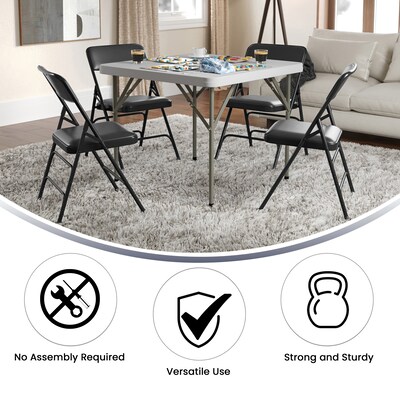 Flash Furniture HERCULES Series Vinyl Folding Chair, Black, 2/Pack (2HAMC309AVBK)