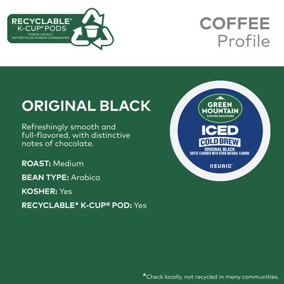 Green Mountain Coffee Roasters Classic Black Iced Coffee Keurig® K-Cup® Pods, Medium Roast, 80/Carton (5000372042CT)