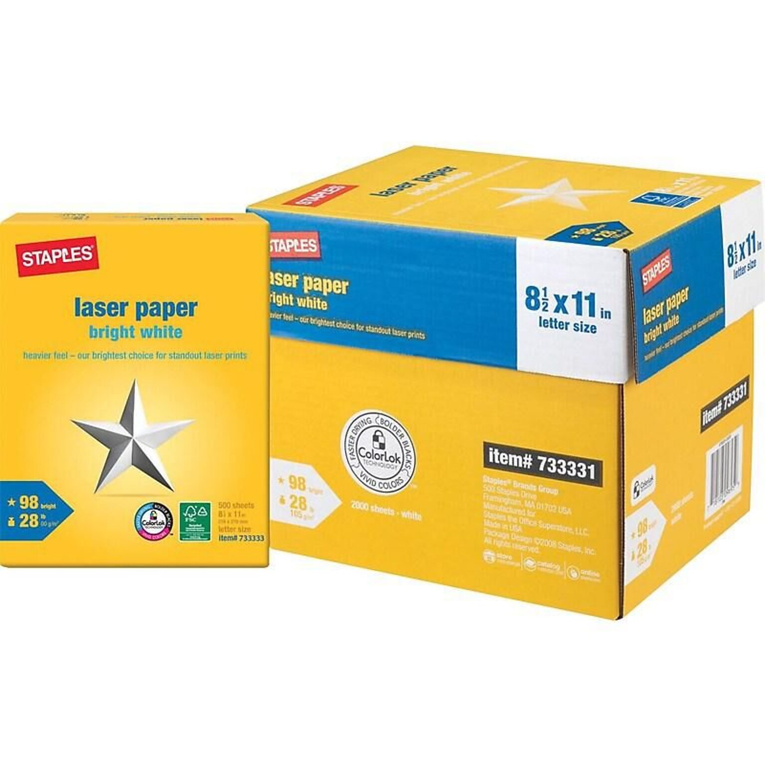 Staples Inkjet & Laser Paper 8.5 x 11 Inch Bright White Sheets, 4 Ream Case