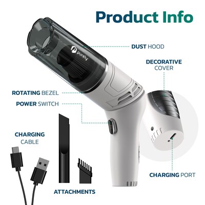 Purely C50 70W Small Portable Wireless Vacuum Cleaner Air Duster, Black (PKBVC50)