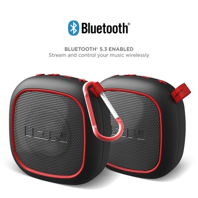 ION Magnet Rocker Wireless Bluetooth Portable Speakers, Water Resistant, Black, 2/Pack (MAGROCKER2P)