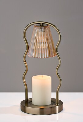 Simplee Adesso Chiara Candlewarmer 13.5" Halogen Table Lamp, Antique Brass (SL1192-21)