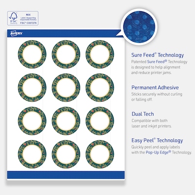 Avery Circle Multipurpose Labels, 2" Dia., White, 120/Pack (19479370494)