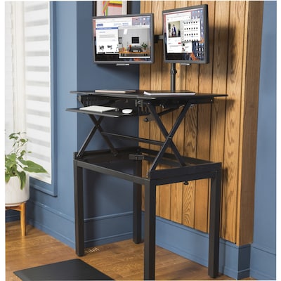 Lorell Adjustable Desk Riser Floor Stand, Black Steel (LLR82015)
