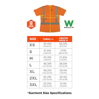 GloWear 8274 High Visibility Short Sleeve Women’s T-Shirt, ANSI Type R Class 2, Orange, Medium (22083)
