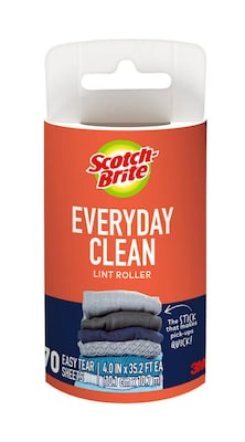 Scotch-Brite Everyday Clean Lint Roller Refill, 4 x 35.2, 70 Sheets/Roll (836RFS-70)