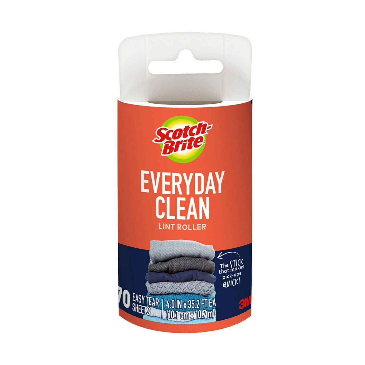 Scotch-Brite Everyday Clean Lint Roller Refill, 4 x 35.2, 70 Sheets/Roll (836RFS-70)
