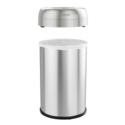 iTouchless Stainless Steel 13 Gallon Dual-Deodorizer Round Open Top Trash Can