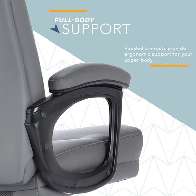 Click365 Classic Ergonomic Bonded Leather Executive Big & Tall Chair, 350 lb. Capacity, Gray (CCHR10023D)