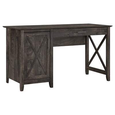 Bush Furniture Key West 54W Computer Desk with Keyboard Tray and Storage, Dark Gray Hickory (KWD154