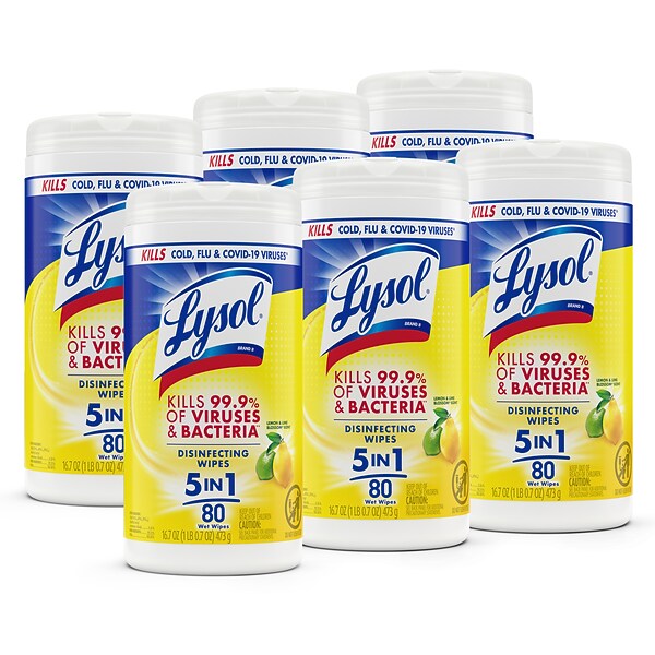 Lysol Disinfecting Wipes, Lemon & Lime Blossom, 80 Wipes/Canister