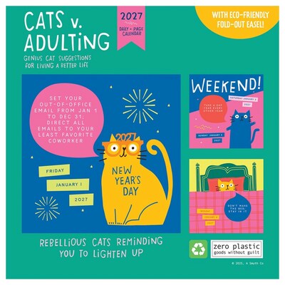 2027 TF Publishing Cats vs 5.25" x 5.25" Daily Day-to-Day Calendar, Multicolored (27-3016)