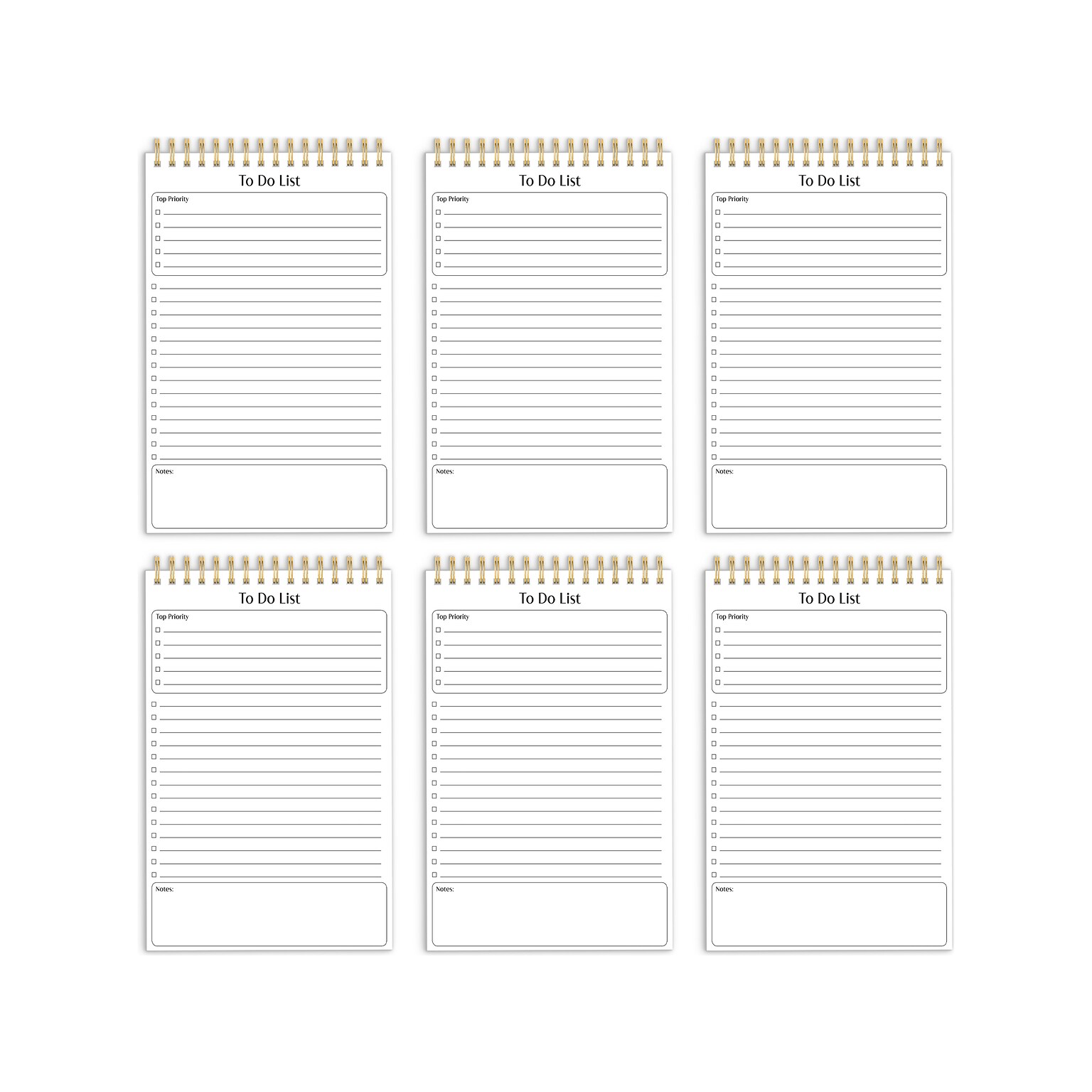 Better Office To-Do List Notepad, 5.5 x 8.5, Ruled, White, 50 Sheets/Pad, 6 Pads/Pack (25825-6PK)