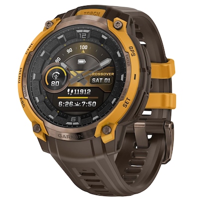 Garmin Instinct Crossover Smartwatch, GPS, 46.6mm, Cocoa Silicone Band (010-03398-01)