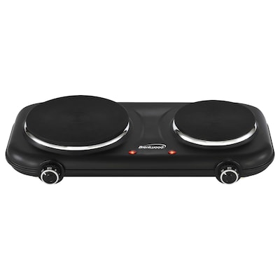 Brentwood 1,100-Watt Cast-Iron Countertop Electric Double Burner, Black (TS-332BK)