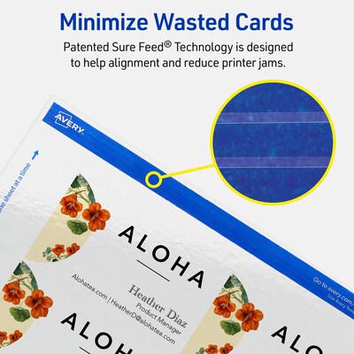 Avery Business Cards, 2" x 3-1/2", Glossy White, 200/Pack (95319)