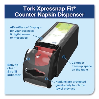 Tork Xpressnap Fit Countertop Interfold Napkin Dispenser, Black (7432000)