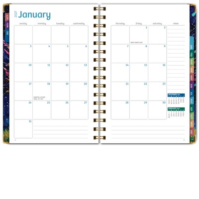 2027 Excello Brands 5.5" x 8" Weekly & Monthly Planner, Paperboard Cover, Black Tree Seasons (ORY27-FSH58-32)