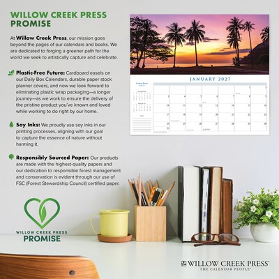 2027 Willow Creek Beaches 15" x 6.5" Monthly Wall Calendar, Assorted Colors (64504)