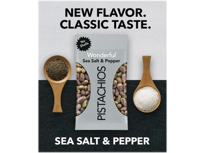 Wonderful Pistachios Sea Salt & Pepper, No Shells, 2.25 oz., 8 Bags/Box (SP0146A25M)