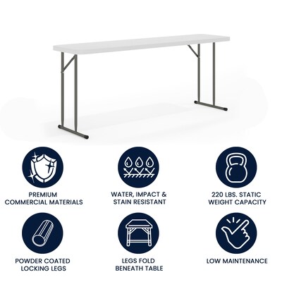 Flash Furniture Kathryn Folding Table, 70.8 x 18, Granite White (RB1872)