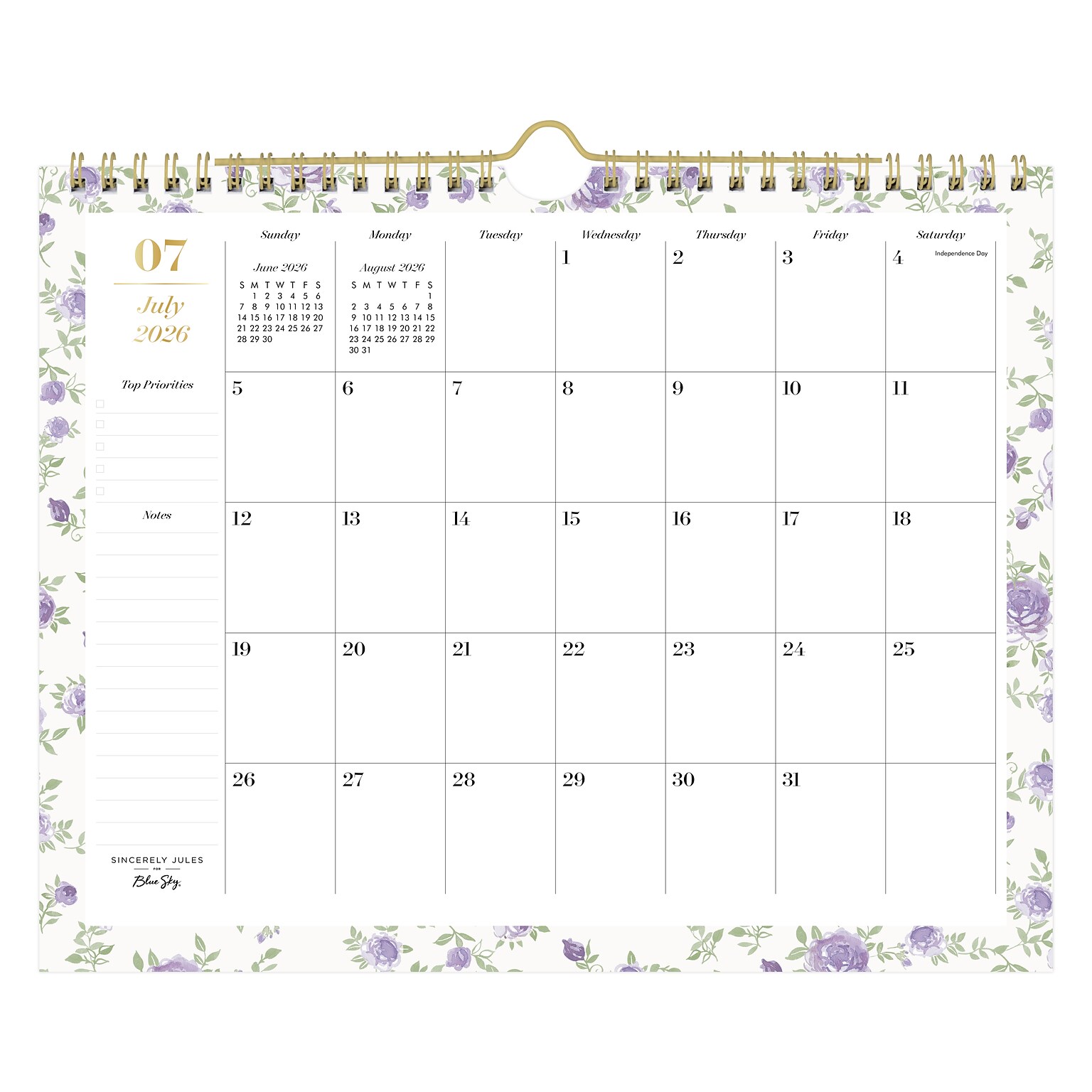 2026-2027 Blue Sky Wirebound Forget Me Not 8.75 x 11 Academic Monthly Wall Calendar, Assorted Colors (159082)
