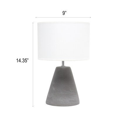 Creekwood Home Tapered Concrete 14.37" LED Table Lamp, White (CWT-1010-WH)
