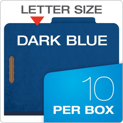 Pendaflex Pressboard Classification Folder, 1-Dividers, 1 3/4" Expansion, Letter Size, Dark Blue, 10/Box (23732P)