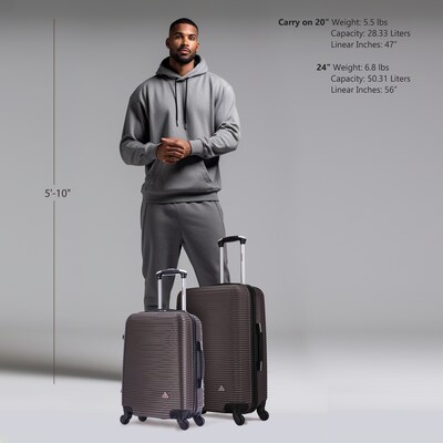 InUSA Royal 2-Piece Hardside Spinner Luggage Set, TSA Checkpoint Friendly, Brown (IUROY0SM-BRO)