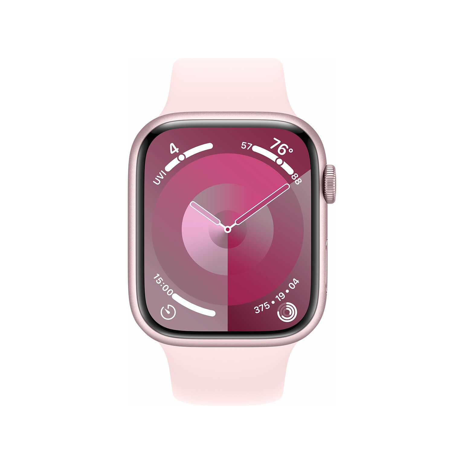 Apple Watch Series 9 (GPS) Smartwatch, 45mm, Pink Aluminum Case with Light Pink Sport Band, M/L  (MR9H3LW/A)