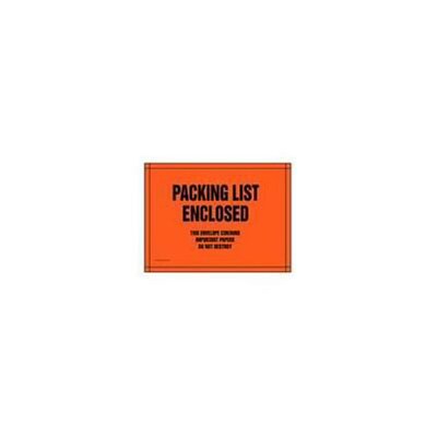 Non-Resealable Packing List Enclosed Envelopes; 4Hx5W Inside, Fluorescent, 1000/BX