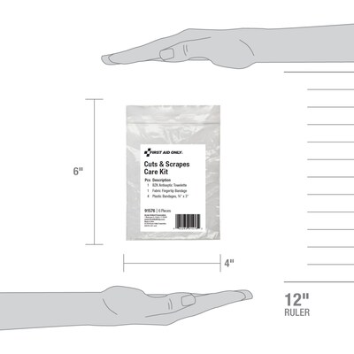 First Aid Only Cuts and Scrapes Care Kit, 6 Pieces, 25 Packs/Carton (91576)