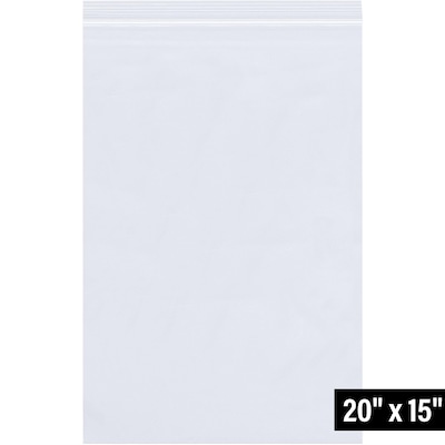 15 x 20 Reclosable Poly Bag, 2 Mil, Clear, 500/Carton (PB4401)