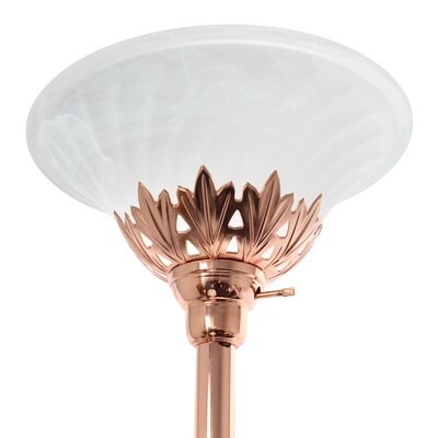 Lalia Home Torchiere Floor Lamp with 2 Reading Lights and Scalloped Glass Shades, Rose Gold (LHF-3002-RG)