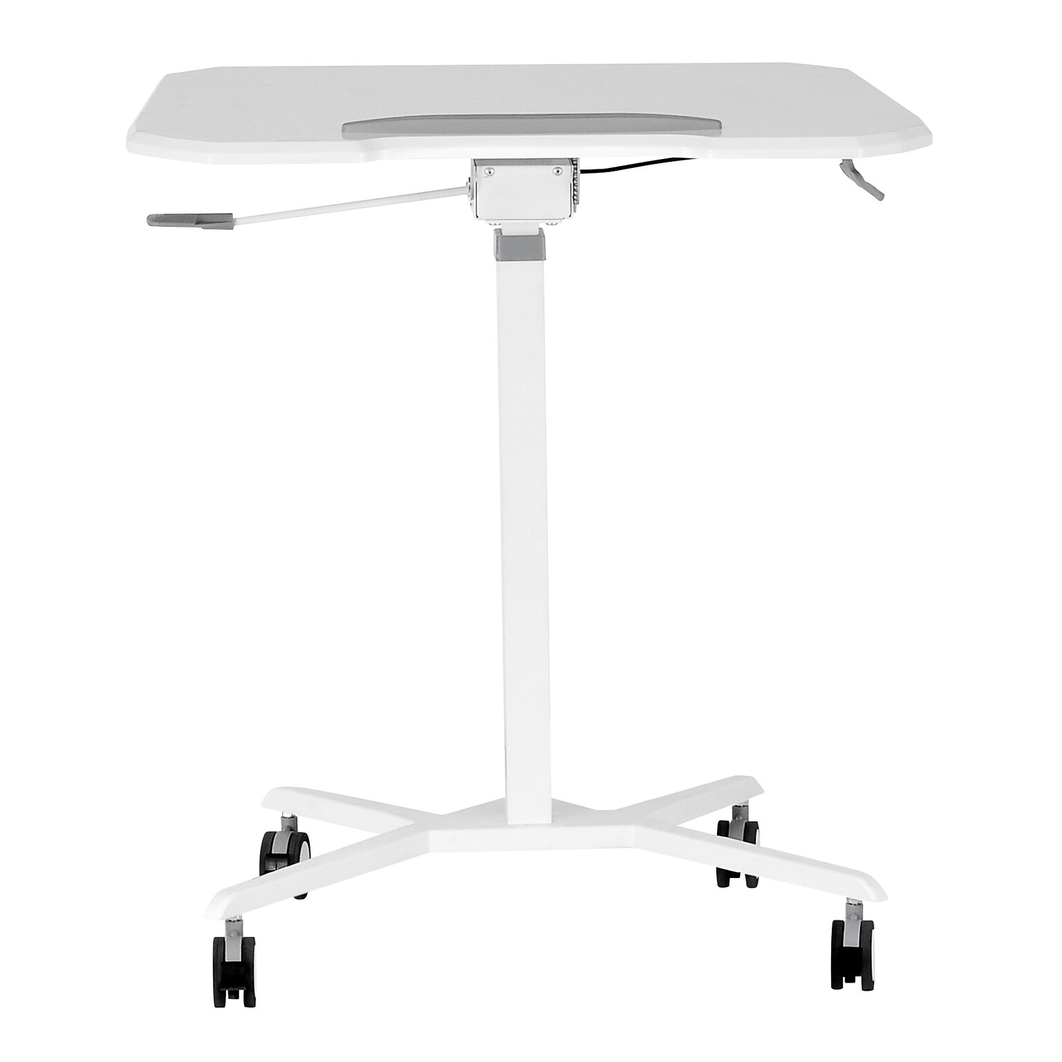 Techni Mobili Mobile Laptop Stand with Lockable Wheels, White (RTA-B008-WHT)
