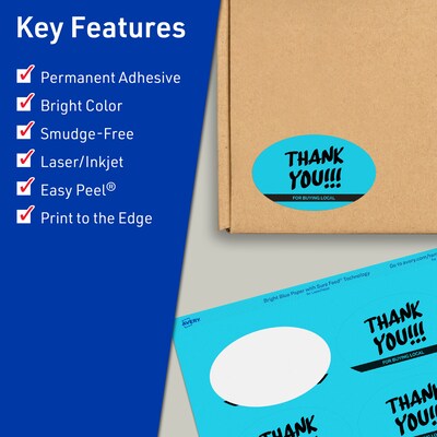 Avery Laser/Inkjet Multipurpose Oval Labels, 2 x 3-1/3, Bright Blue, 160/Pack (94056)
