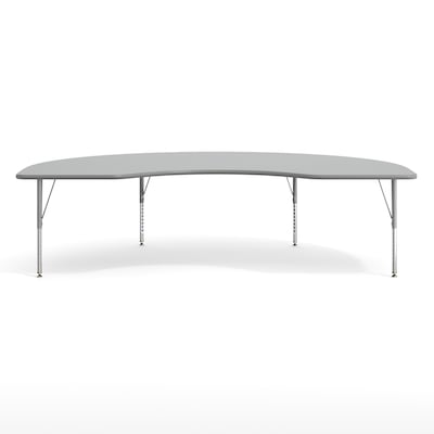 Flash Furniture Wren Kidney Activity Table, 96" x 48", Height Adjustable, Gray Top/Silver Frame (XUA4896KDGYTP)