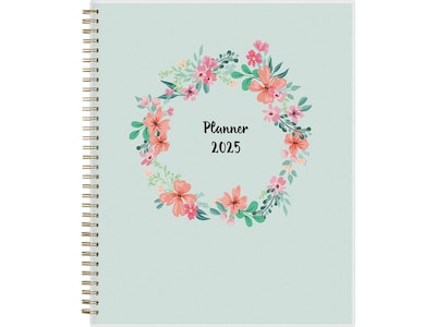 2025 Blue Sky Laurel 8.5 x 11 Weekly & Monthly Planner, Plastic Cover, Mint Green (135842-25)