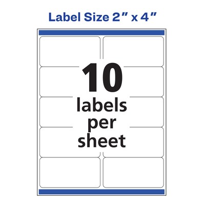 Avery Laser/Inkjet Rectangle Multipurpose Labels, 2" x 4", White, 50 Labels/Pack  (94207)